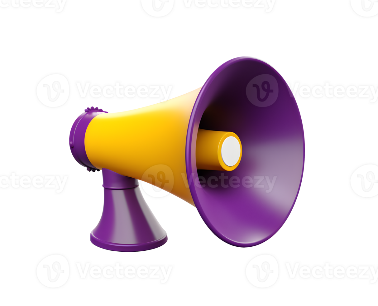 Yellow purple megaphone isolated on transparent background png