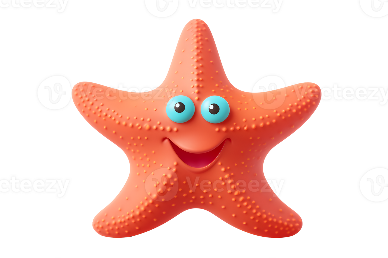 3d Cartoon star fish isolated on transparent background png