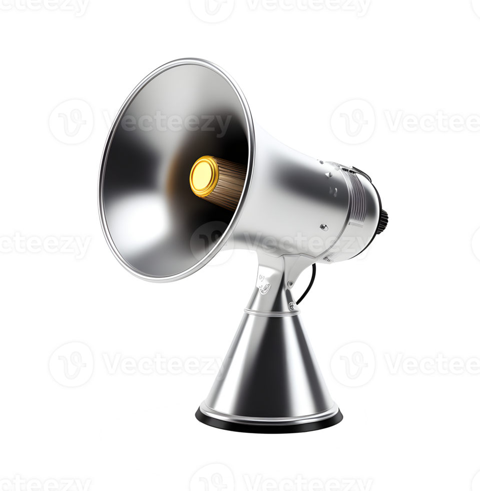 Silver and orange megaphone isolated on transparent background png