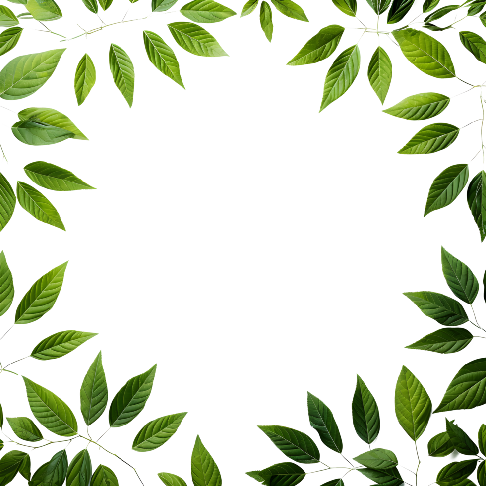 tropical leaves frame isolated on transparent background png