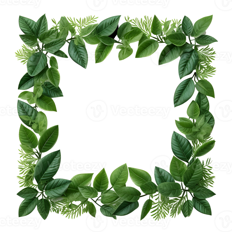 tropical leaves frame isolated on transparent background png