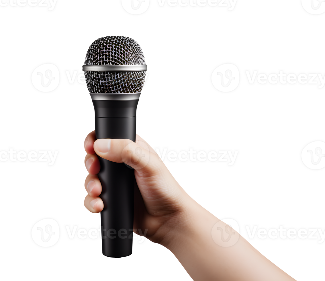 Hand Holding Microphone on transparent background png