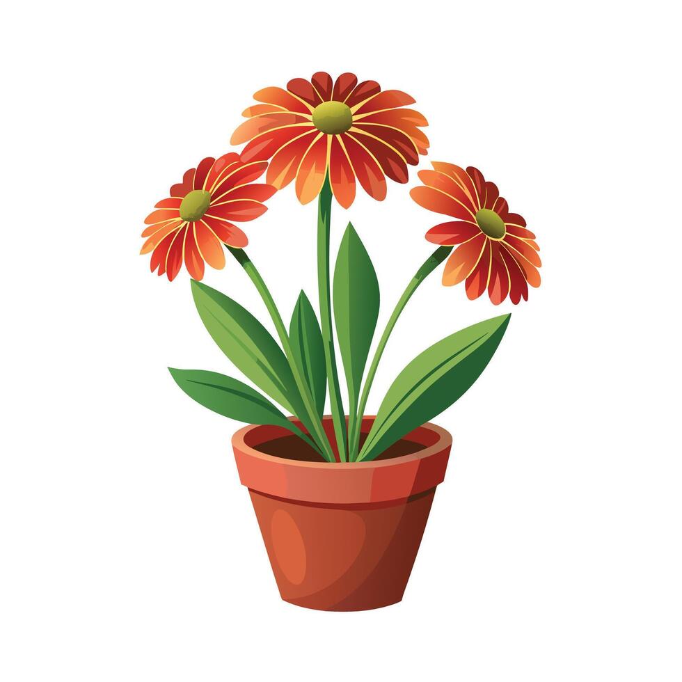 Beautiful Flowerpot Houseplant Illustration vector