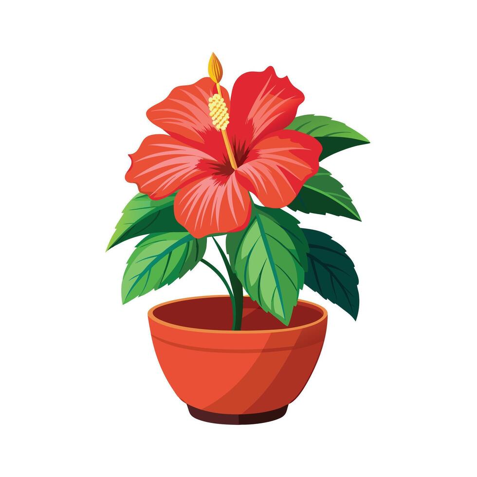 Beautiful Flowerpot Houseplant Illustration vector