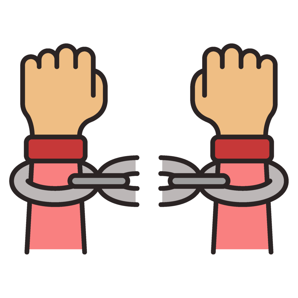 hand and broken handcuffs. freedom symbol png