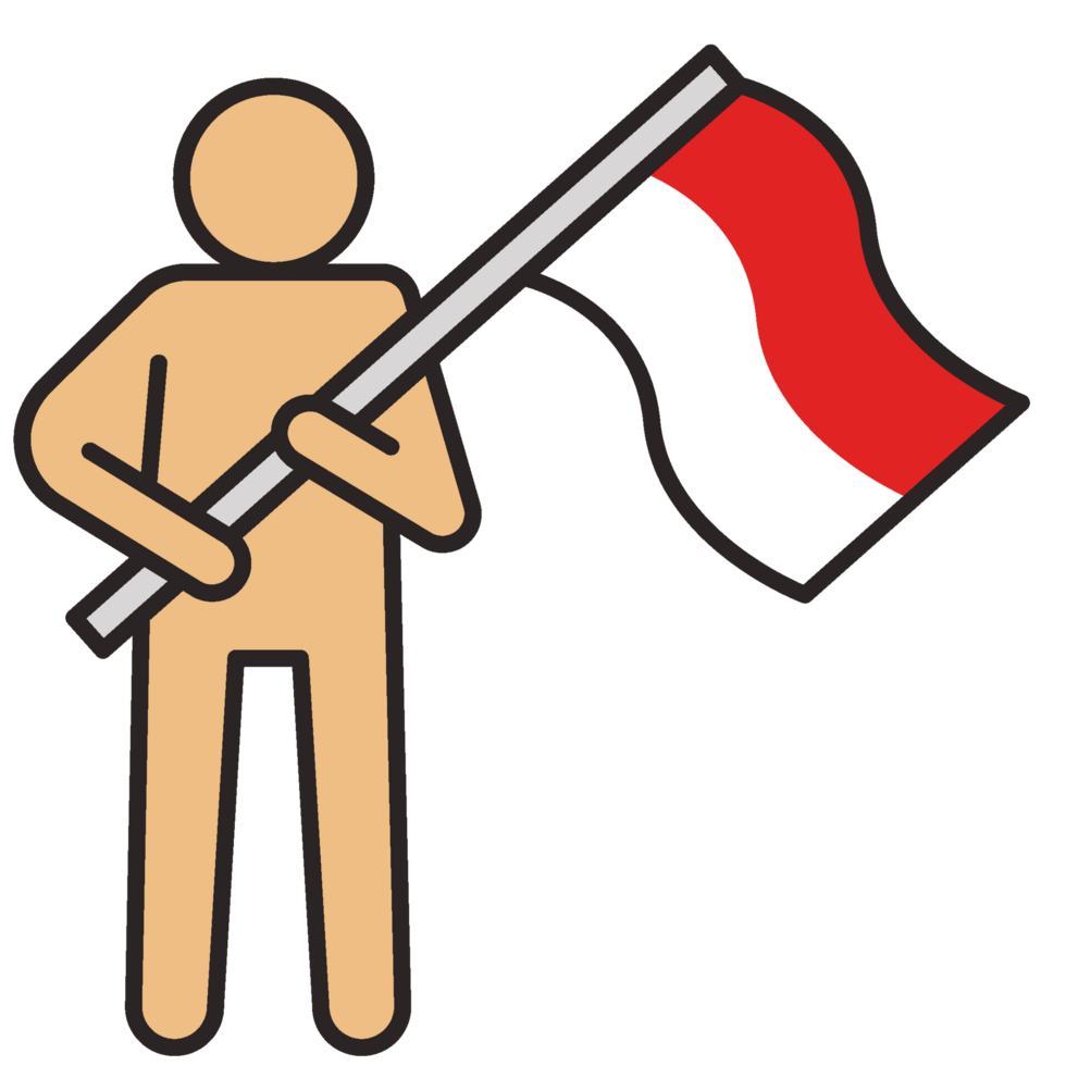 Indonesian patriotic freedom celebration. hand holding a flag png