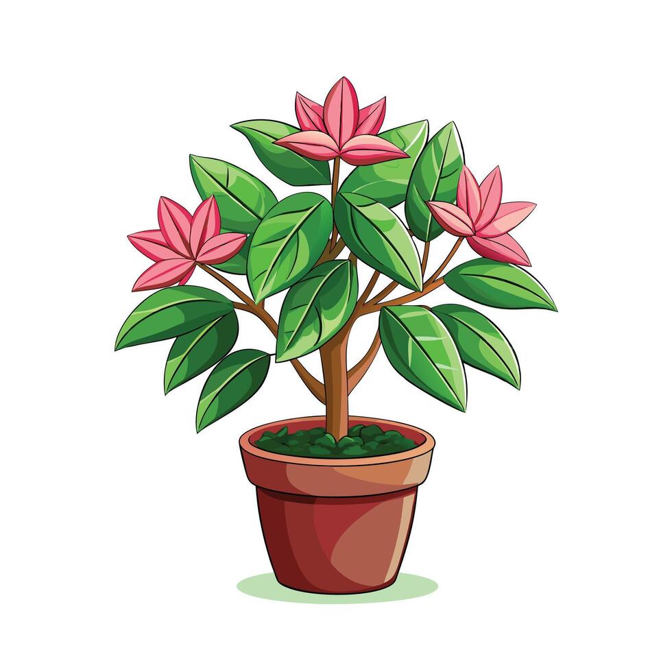 Beautiful Flowerpot Houseplant Illustration vector