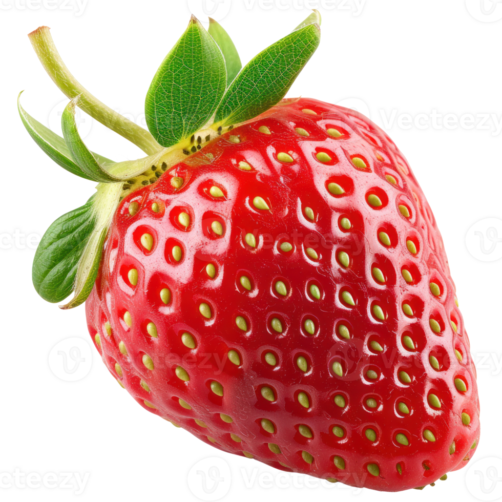 ein Erdbeere ist gezeigt auf ein transparent Hintergrund png