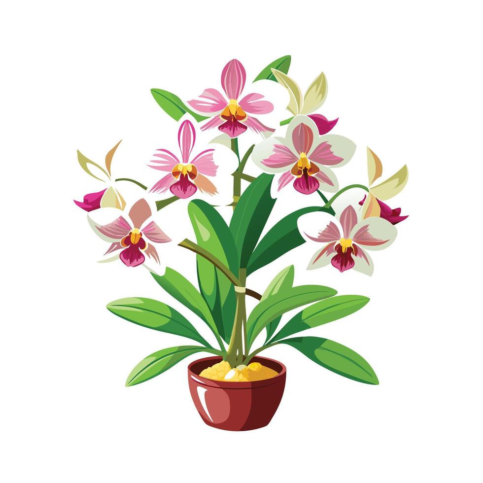 Beautiful Flowerpot Houseplant Illustration vector