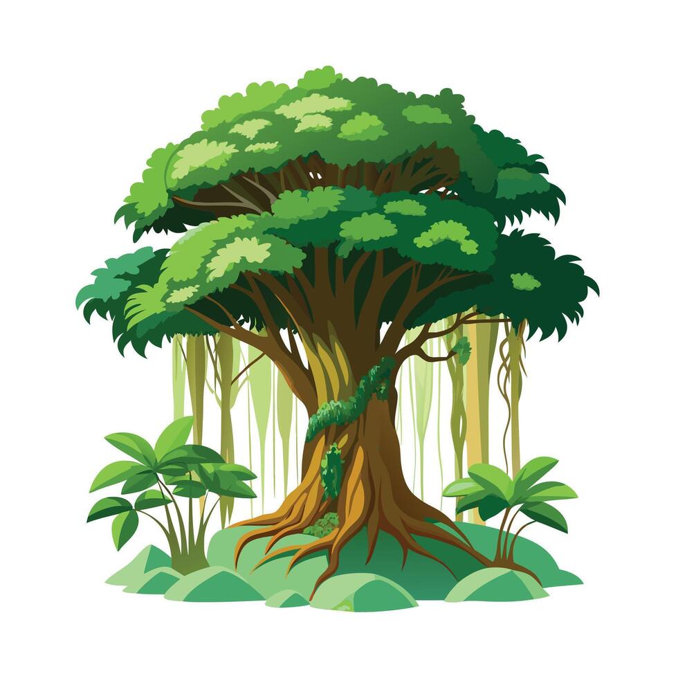 Beautiful Single Big Tree Illustration vector