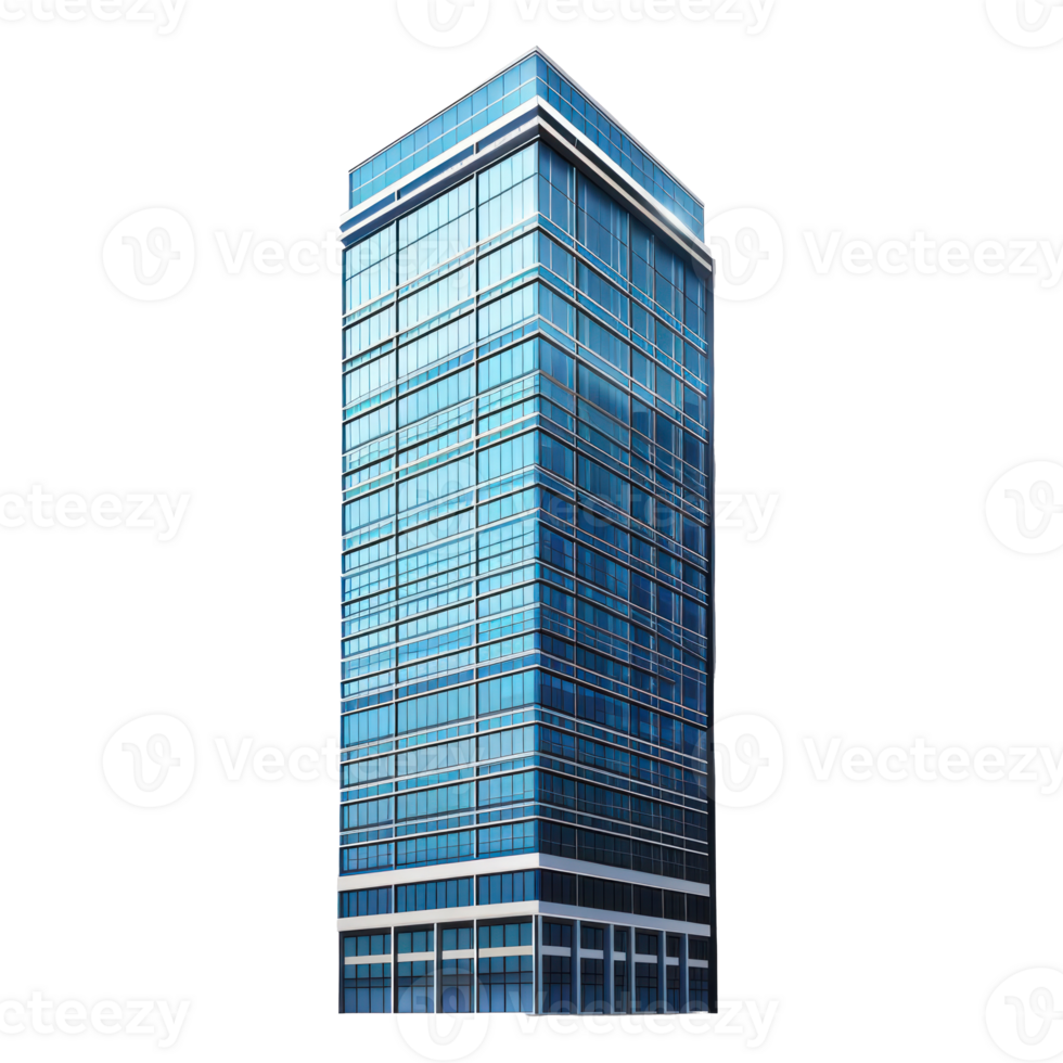 modern high rise building with glass windows and balconies on transparent background png