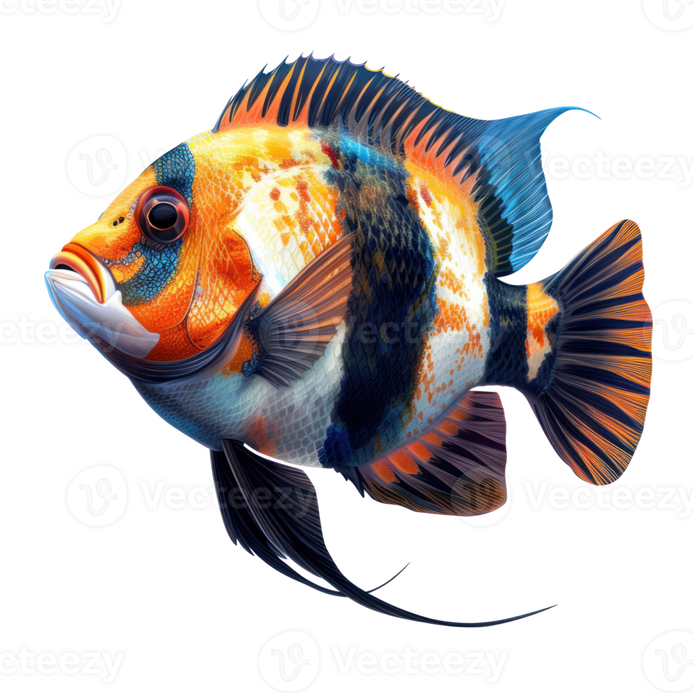 a yellow and black fish on a transparent background png