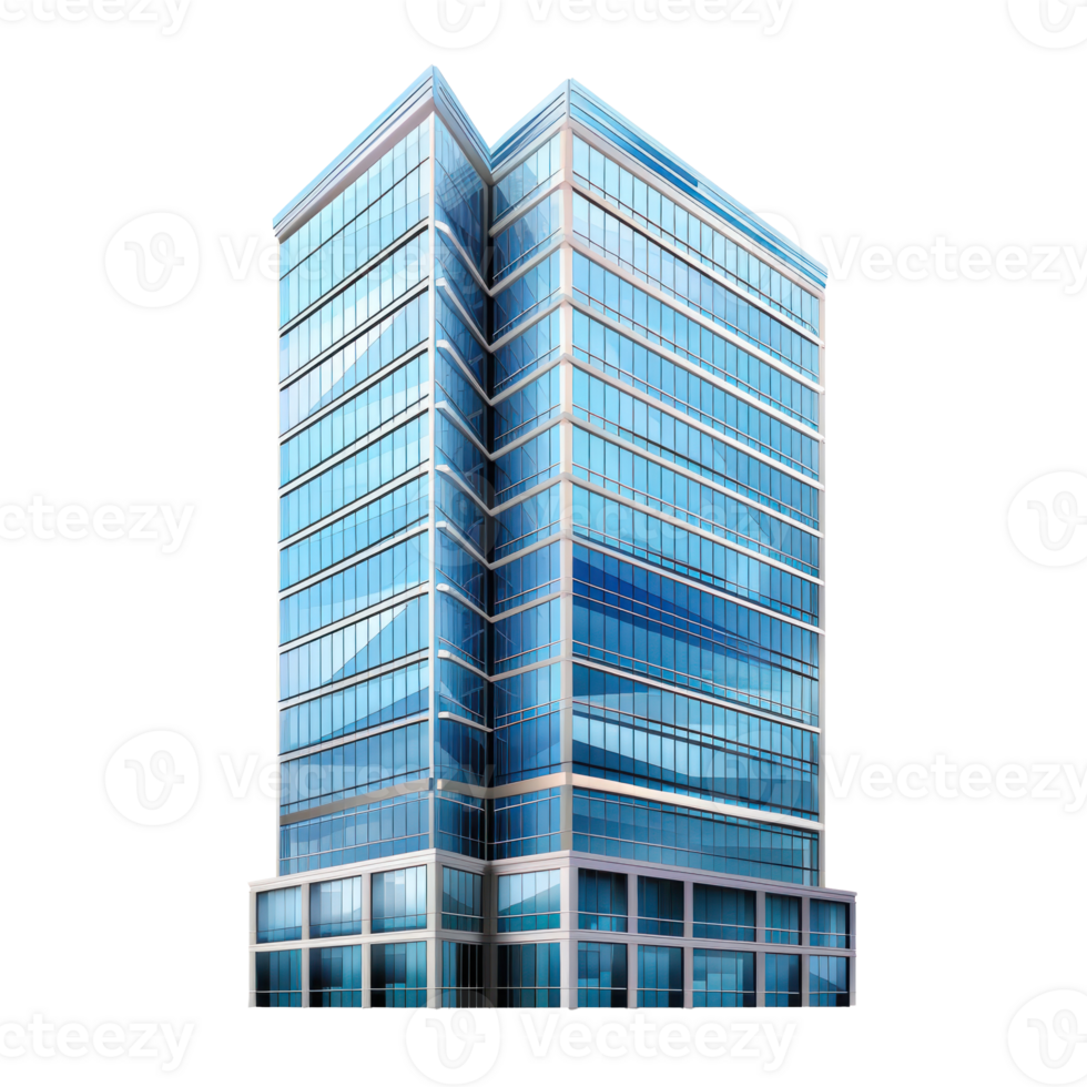 modern high rise building with glass windows and balconies on transparent background png