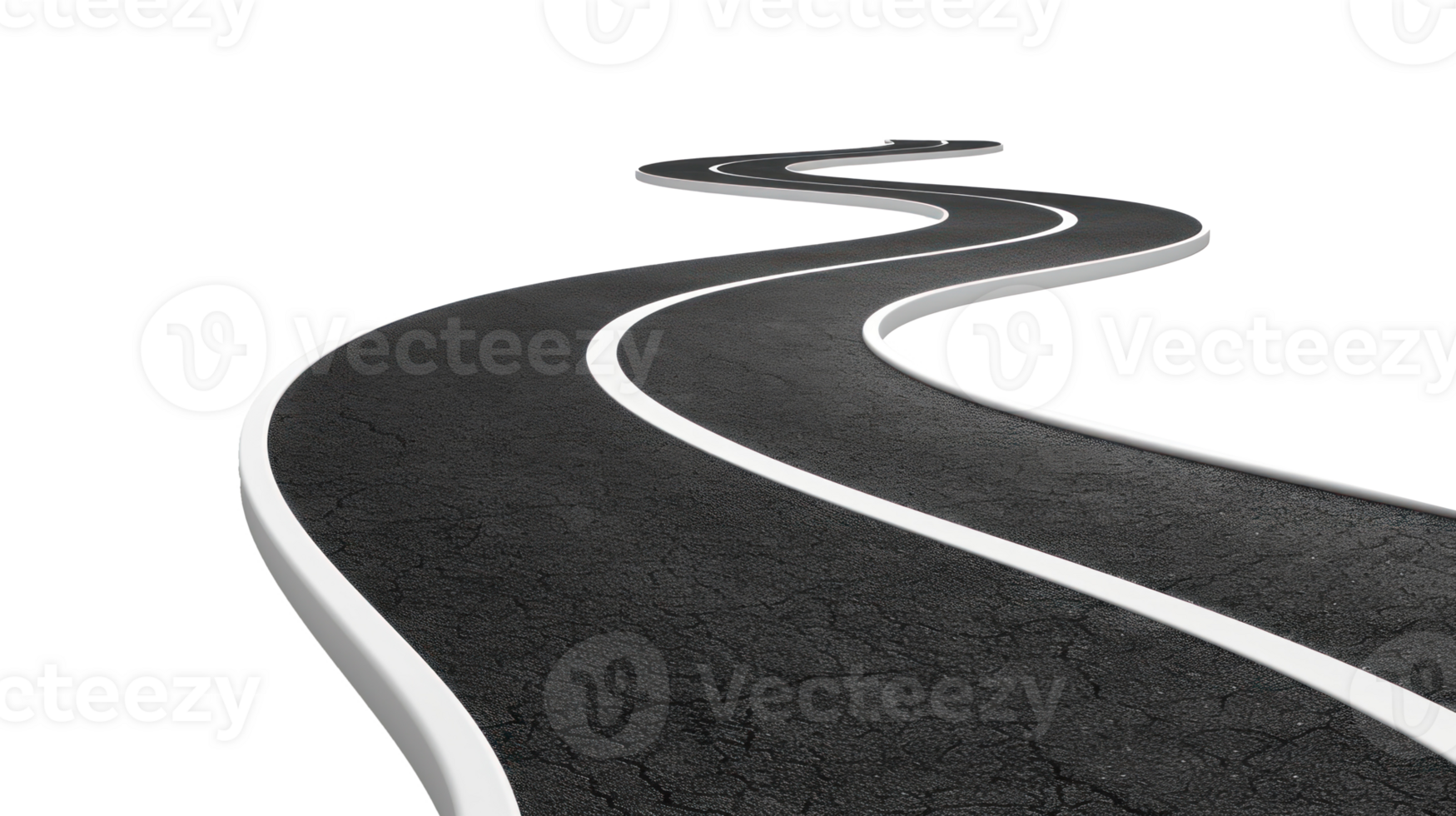 an empty road with a curved path going up to the sky on transparent background png