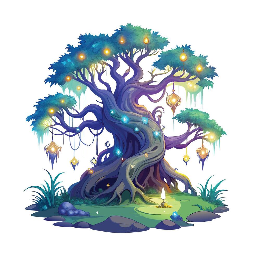 Beautiful Single Big Tree Illustration vector