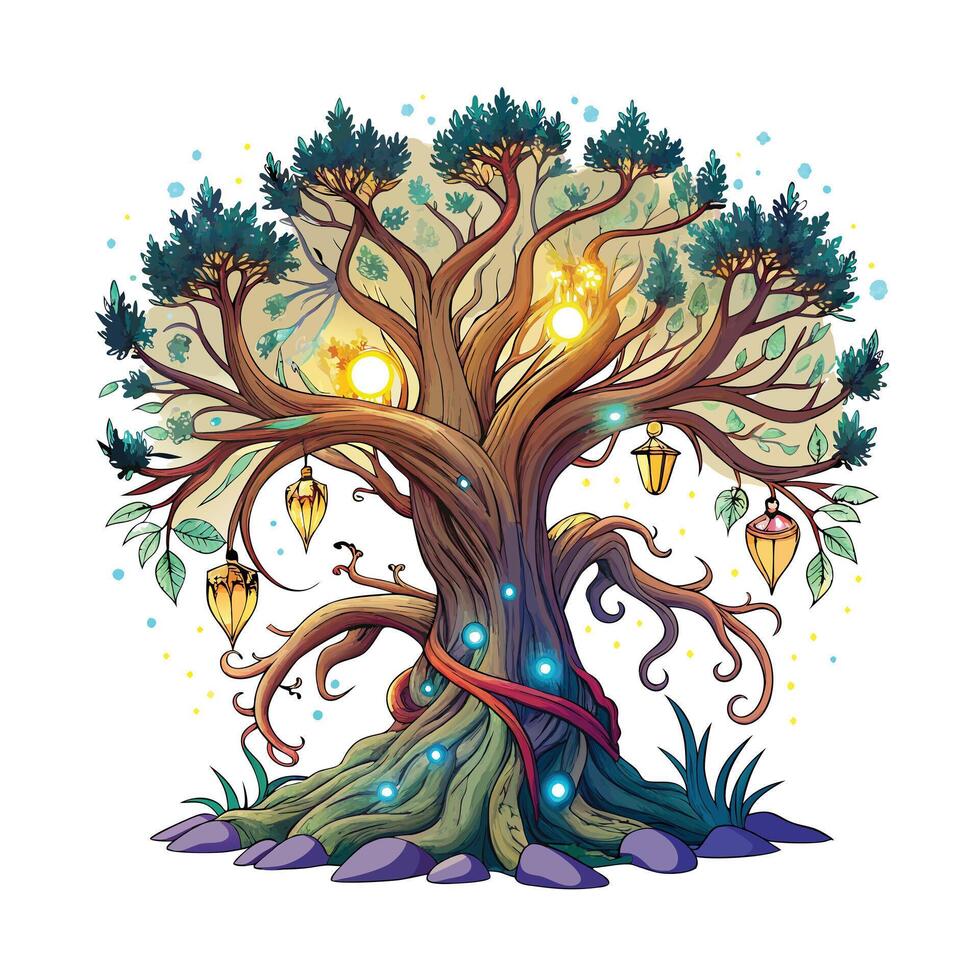 Beautiful Single Big Tree Illustration vector
