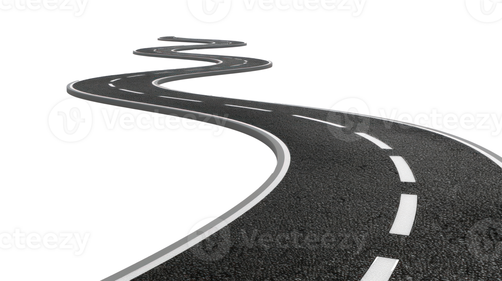 an empty road with a curved path going up to the sky on transparent background png