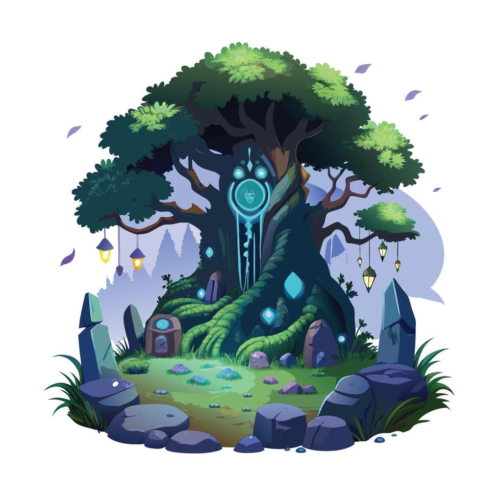 Beautiful Single Big Tree Illustration vector