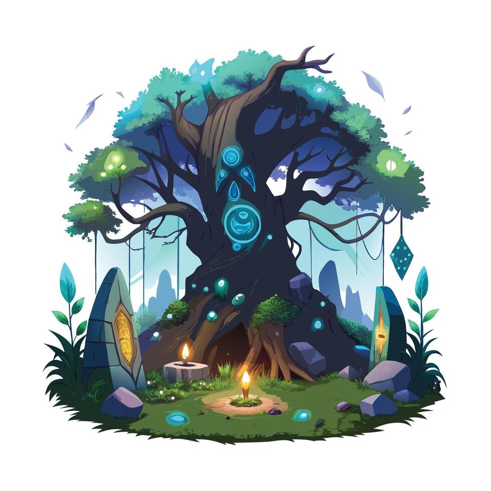 Beautiful Single Big Tree Illustration vector