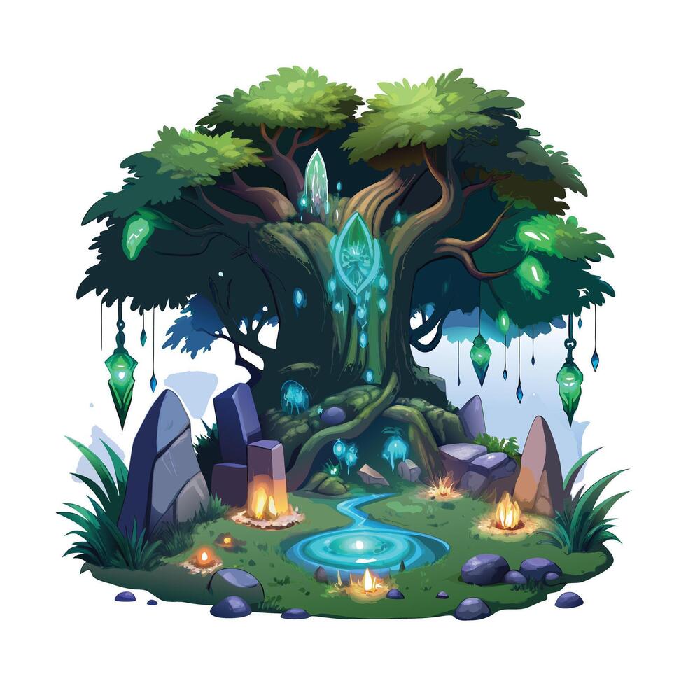 Beautiful Single Big Tree Illustration vector