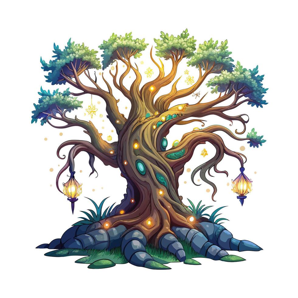 Beautiful Single Big Tree Illustration vector