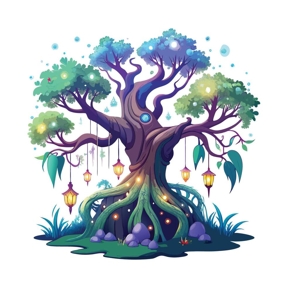 Beautiful Single Big Tree Illustration vector