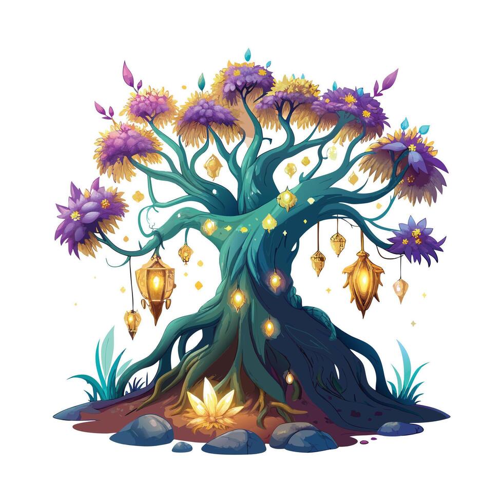Beautiful Single Big Tree Illustration vector