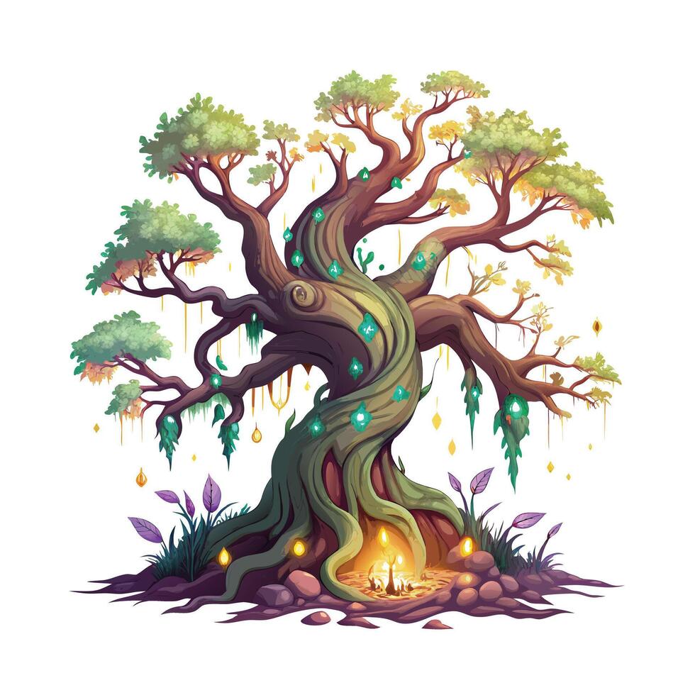 Beautiful Single Big Tree Illustration vector