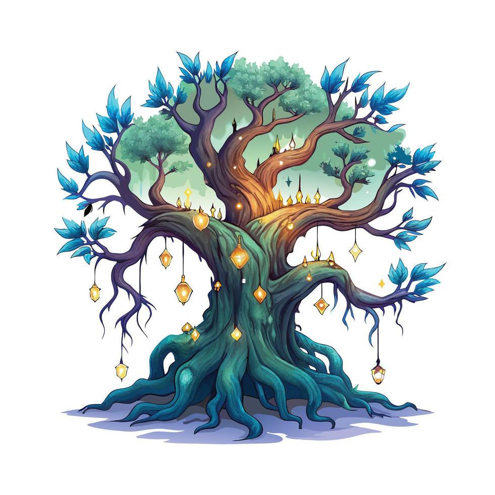 Beautiful Single Big Tree Illustration vector
