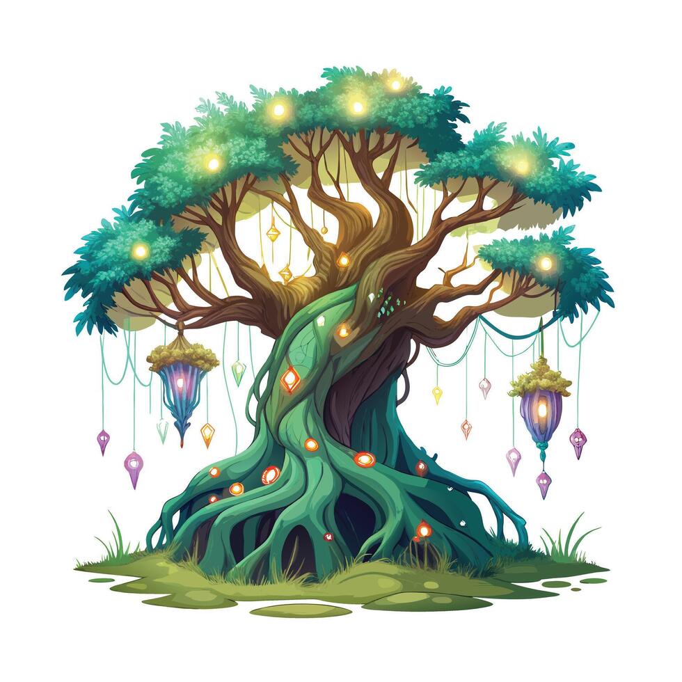 Beautiful Single Big Tree Illustration vector