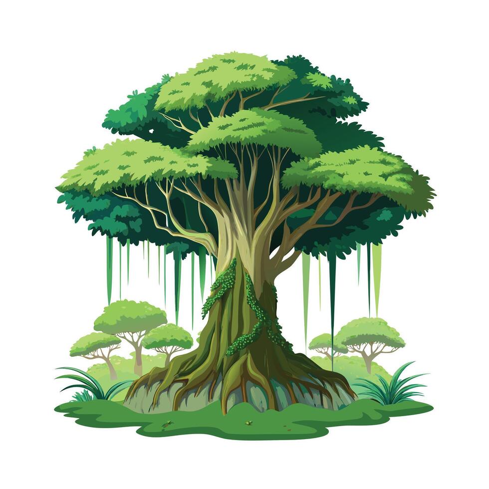 Beautiful Single Big Tree Illustration vector