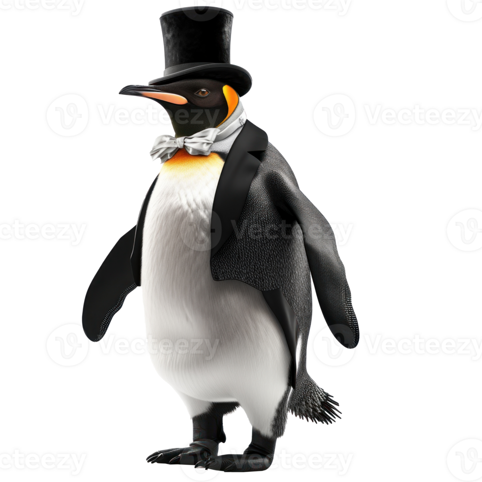 a penguin wearing a top hat and bow tie png