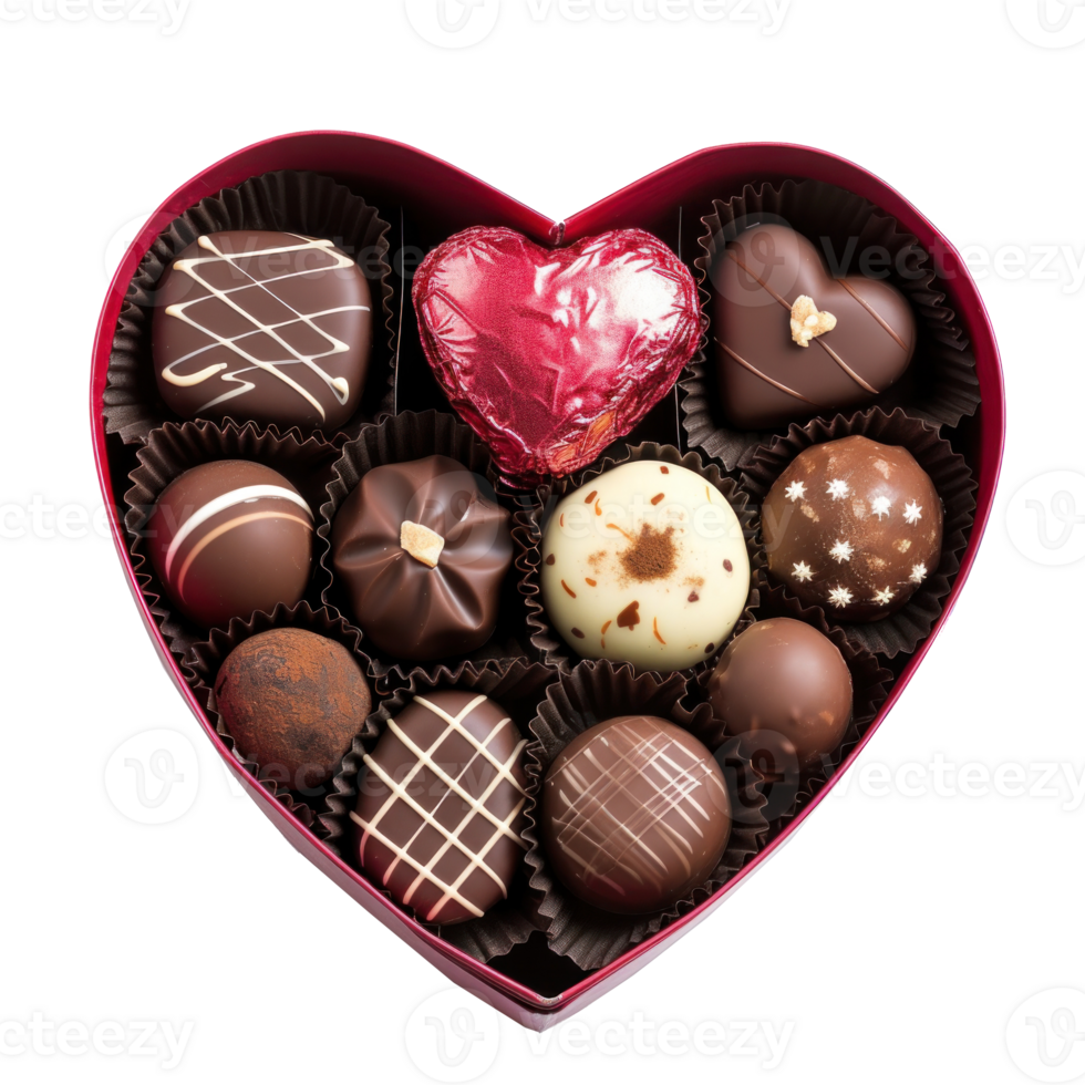 valentine's day chocolates in a heart shaped box png