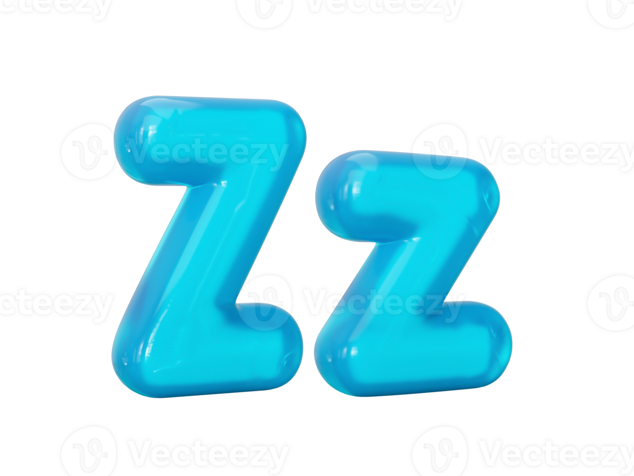 Aqua Blue jelly letter Zz - Z 3d illustration png