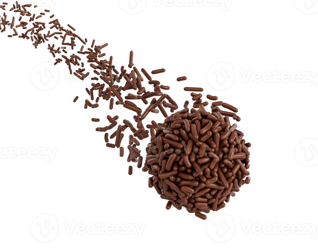 Chocolate Sprinkles Coming In The Air And Stops On Brigadeiro Brazilian Dessert Ball 3D Illustration png