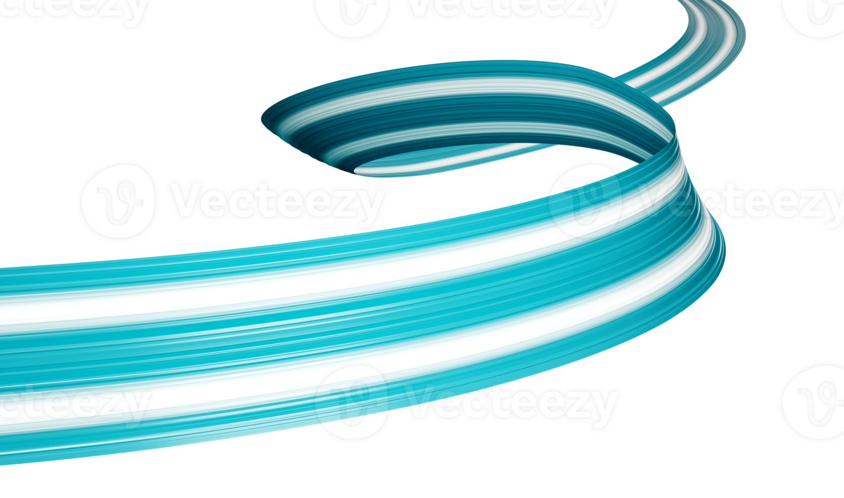 Teal ribbon awareness. Symbolic Post Traumatic Stress Disorder - PTSD. 3d illustration. png
