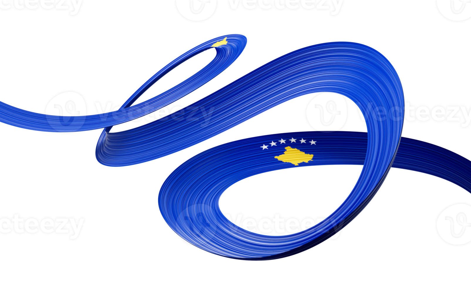 3d Flag Of Kosovo 3d Shiny Waving Kosovo Ribbon Flag 3d Illustration png