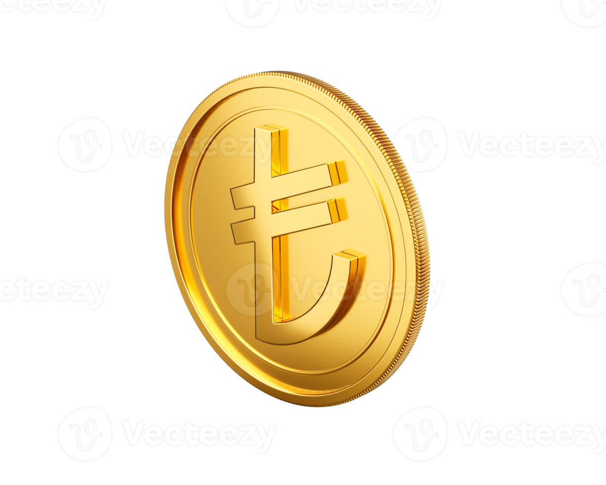 3d Golden Shiny Rounded Turkish Lira Coin 3d Illustration png