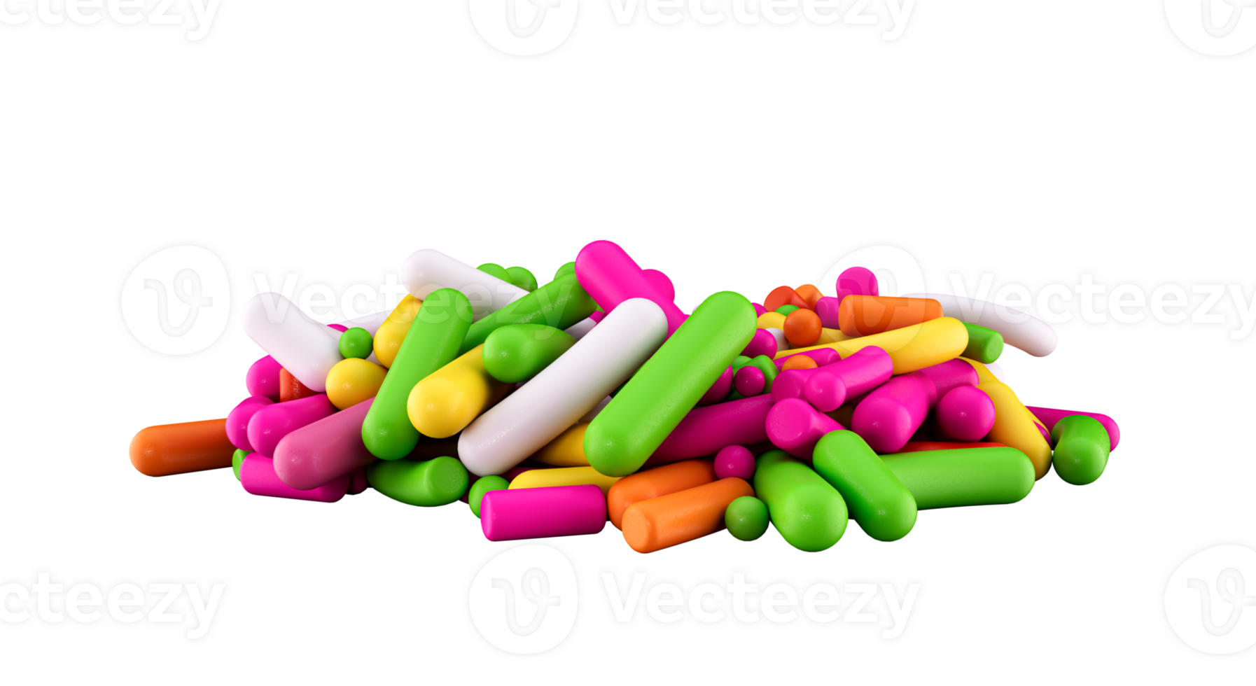 Pile of colorful sprinkles. 3d illustration png