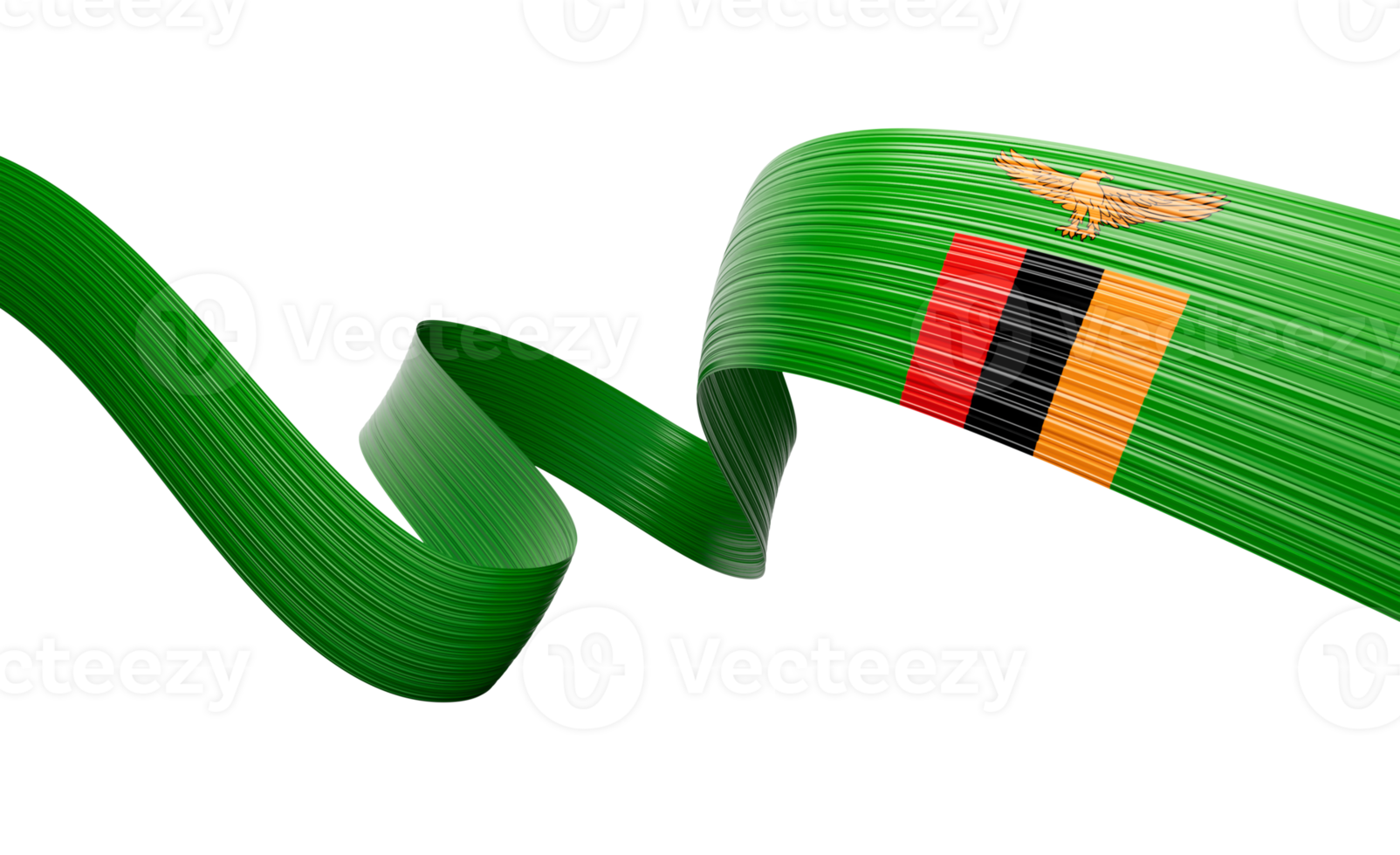 3d Flag Of Zambia 3d Wavy Shiny Zambia Ribbon Flag 3d Illustration png