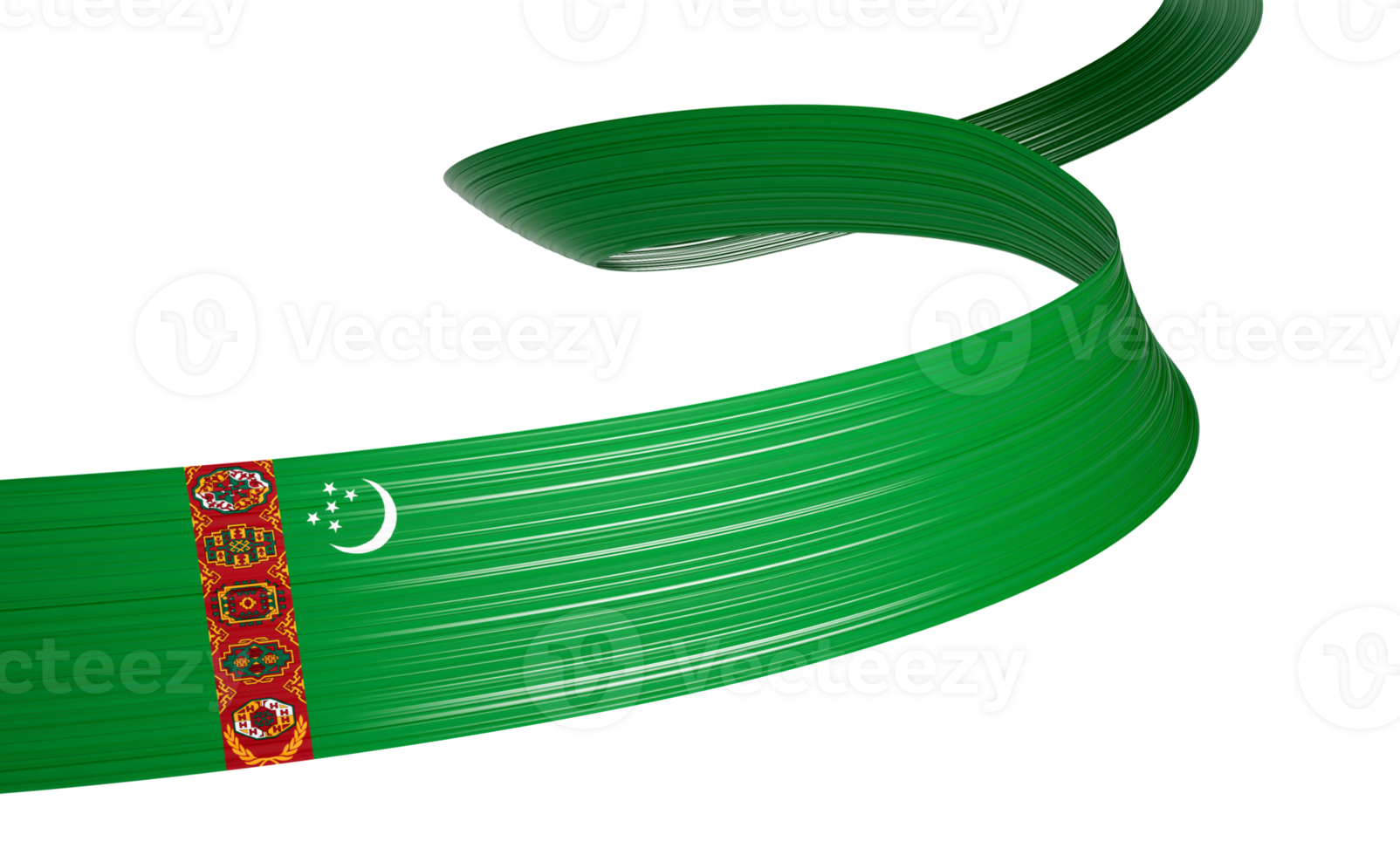 3d Flag Of Turkmenistan 3d Shiny Waving Ribbon Flag 3d Illustration png