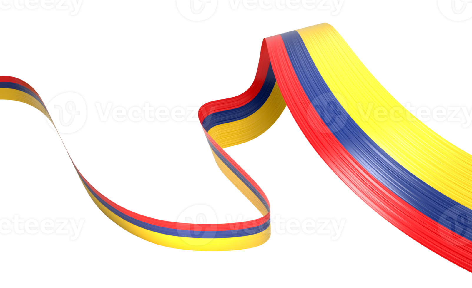 3d Flag Of Colombia 3d Wavy Shiny Colombia Ribbon Flag 3d Illustration png