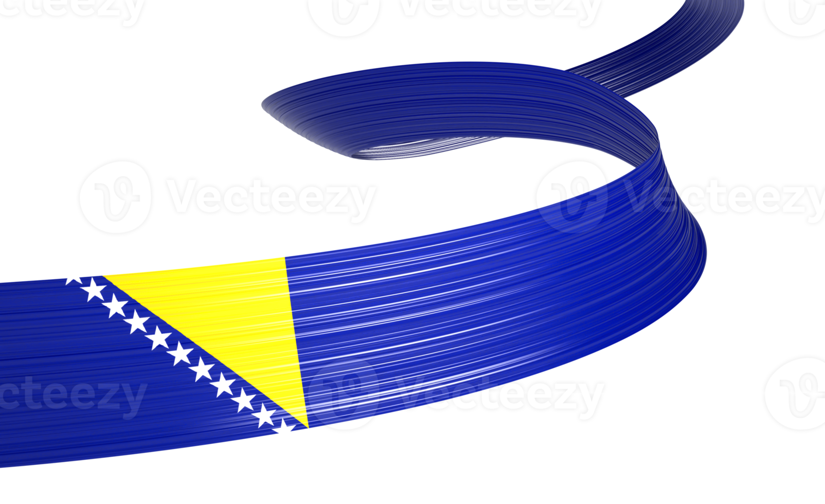 3d Flag Of Bosnia And Herzegovina 3d Wavy Shiny Ribbon Flag 3d Illustration png