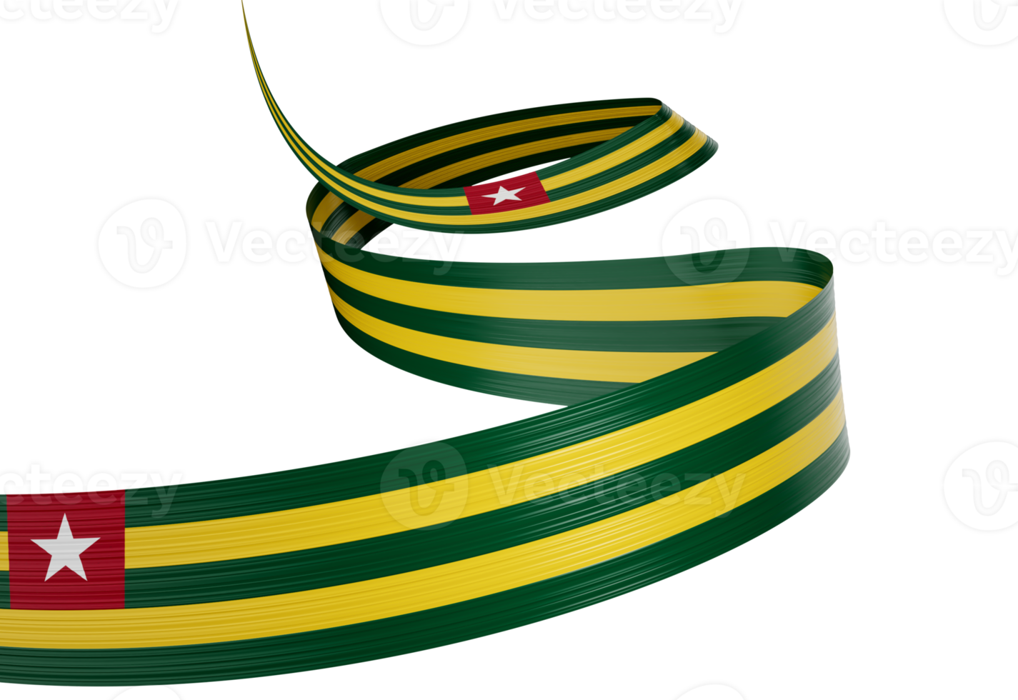 3d Flag Of Togo 3d Shiny Waving Togo Ribbon Flag 3d Illustration png
