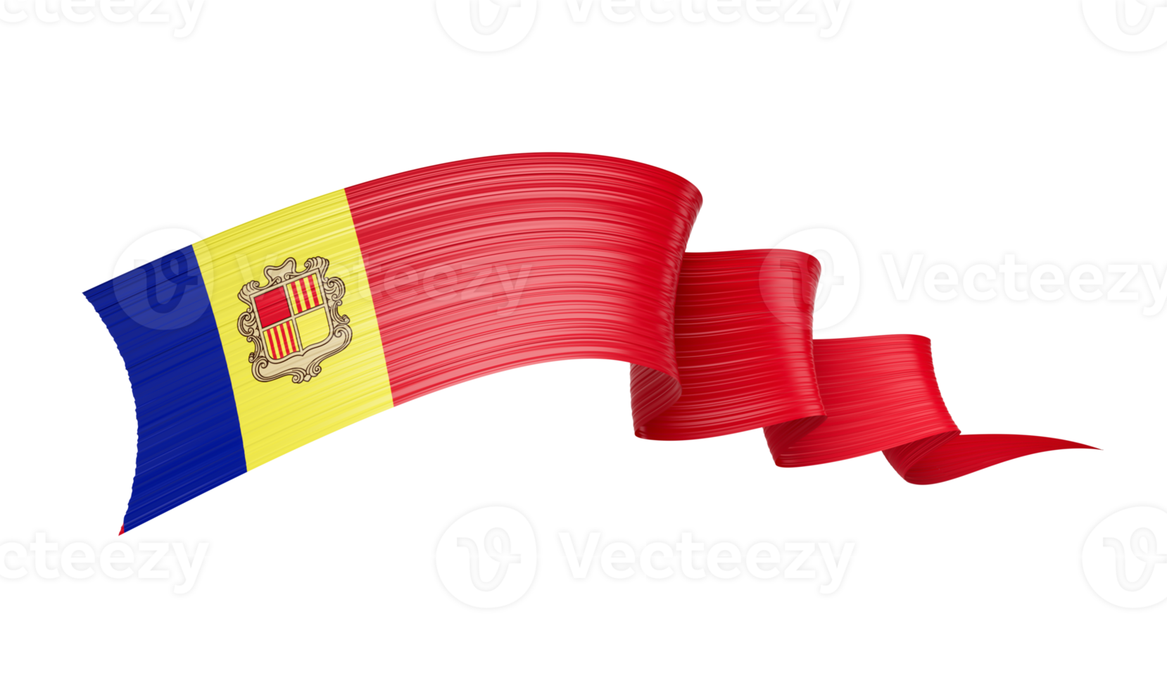 3d Flag Of Andorra 3d Shiny Waving Flag Ribbon, 3d illustration png