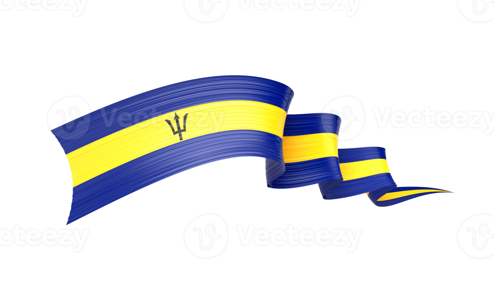 3d Flag Of Barbados 3d Shiny Waving Barbados Ribbon Flag 3d Illustration png
