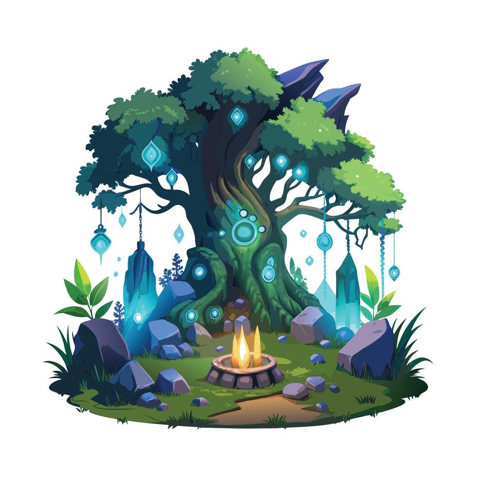 Beautiful Single Big Tree Illustration vector