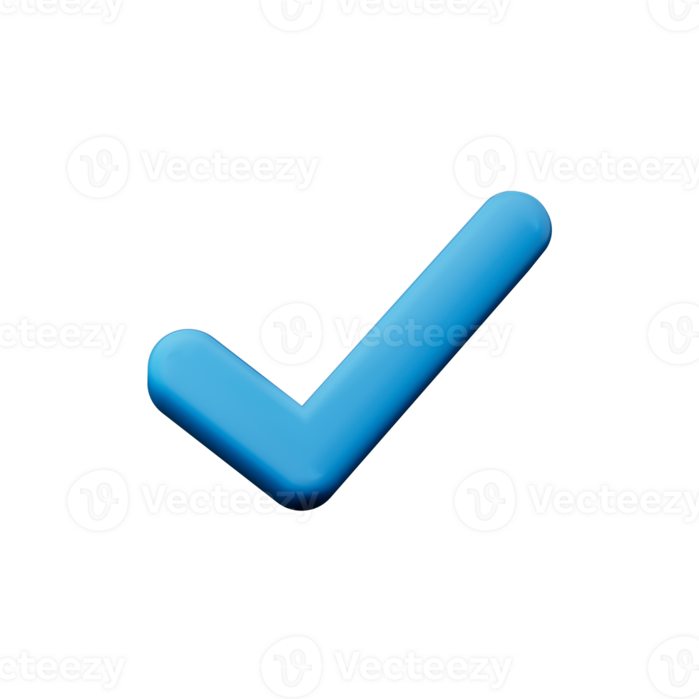 3d Shiny Blue Check Mark Symbol Icon 3d Illustration png