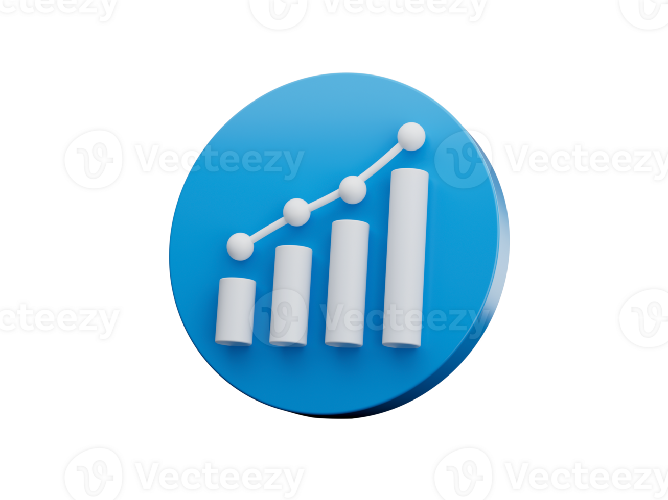 3d White Business Growth Or Finance Progress Statistic Graph Symbol With Blue Icon 3d illustration png