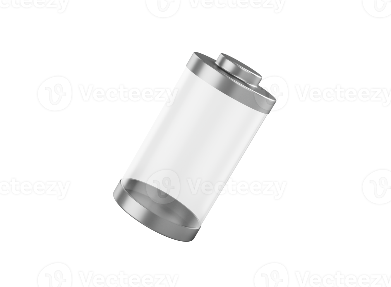 3d Abstract Transparent Empty Glass Battery With Metal Caps 3d Illustration png